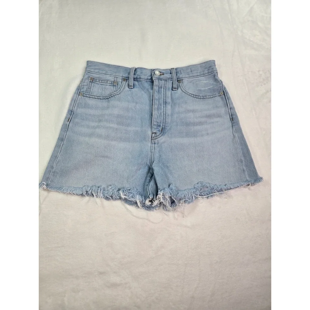 Madewell The Momjean Short Light Wash High Rise Button Fly Denim Shorts MD740 28 - Picture 1 of 9